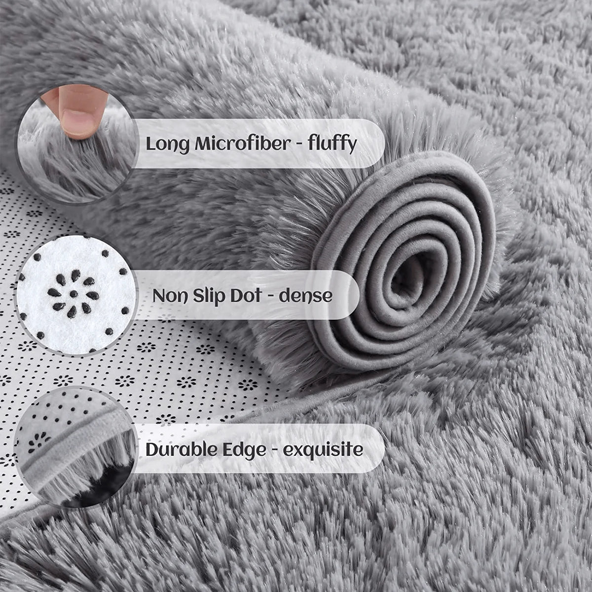 Fluffy Shag Area Rug – Soft Plush Carpet for Living Room