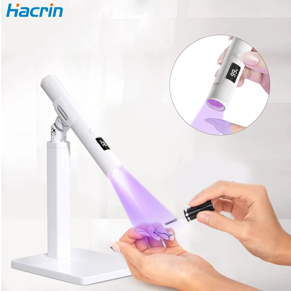 Portable UV LED Nail Lamp – Mini Gel Polish Dryer with Stand