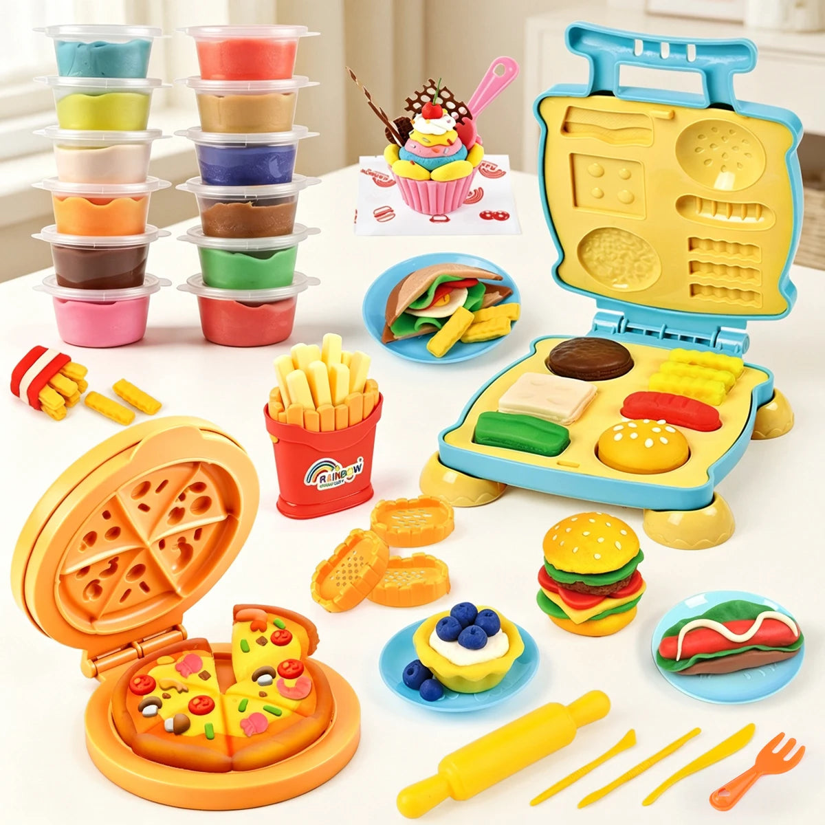 Kids Play Dough Kitchen Set – Modeling Clay with Molds & Tools