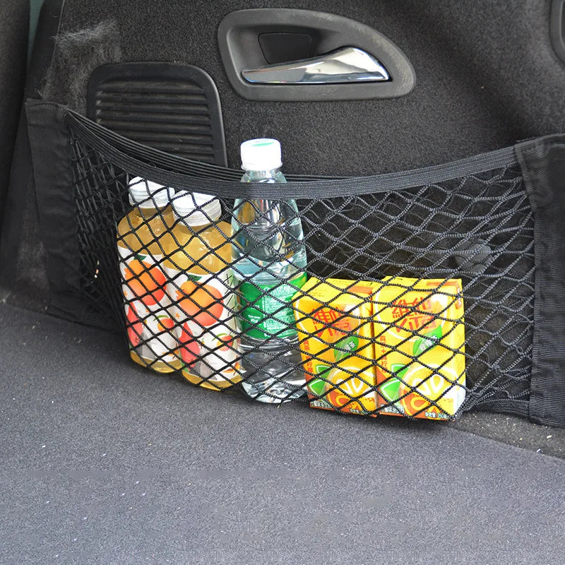 Universal Car Trunk & Seat Back Organizer – Elastic Mesh Net Storage Bag (5 Sizes)