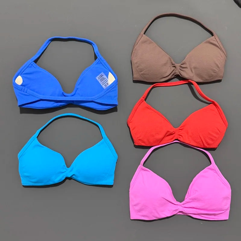HISTELLO Women's Strappy Sports Bra — High-Support Seamless Gym Bra