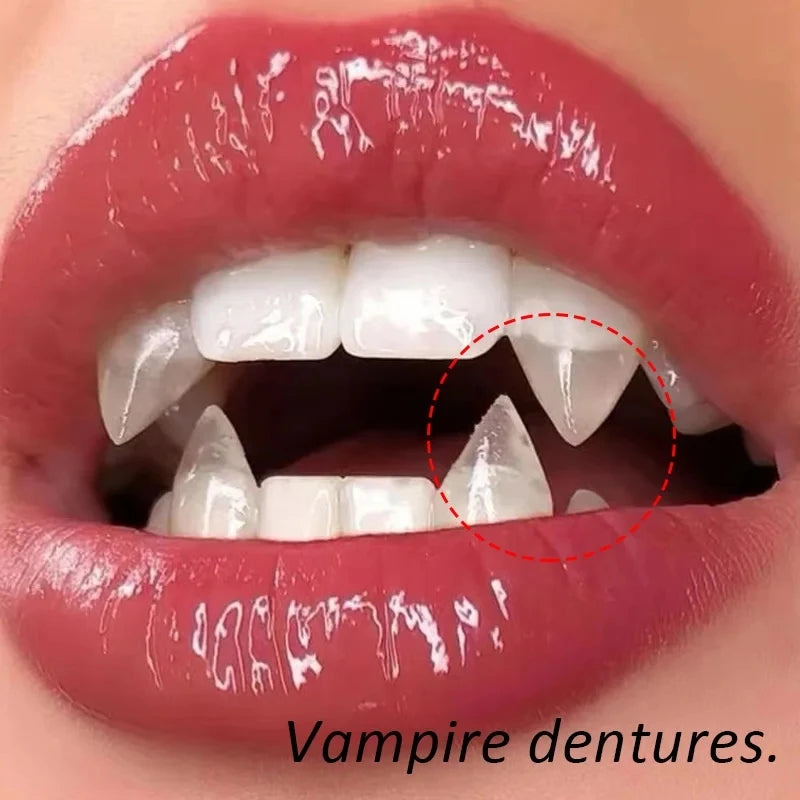 Realistic Vampire Teeth Fangs – Halloween Costume Teeth with Adhesive