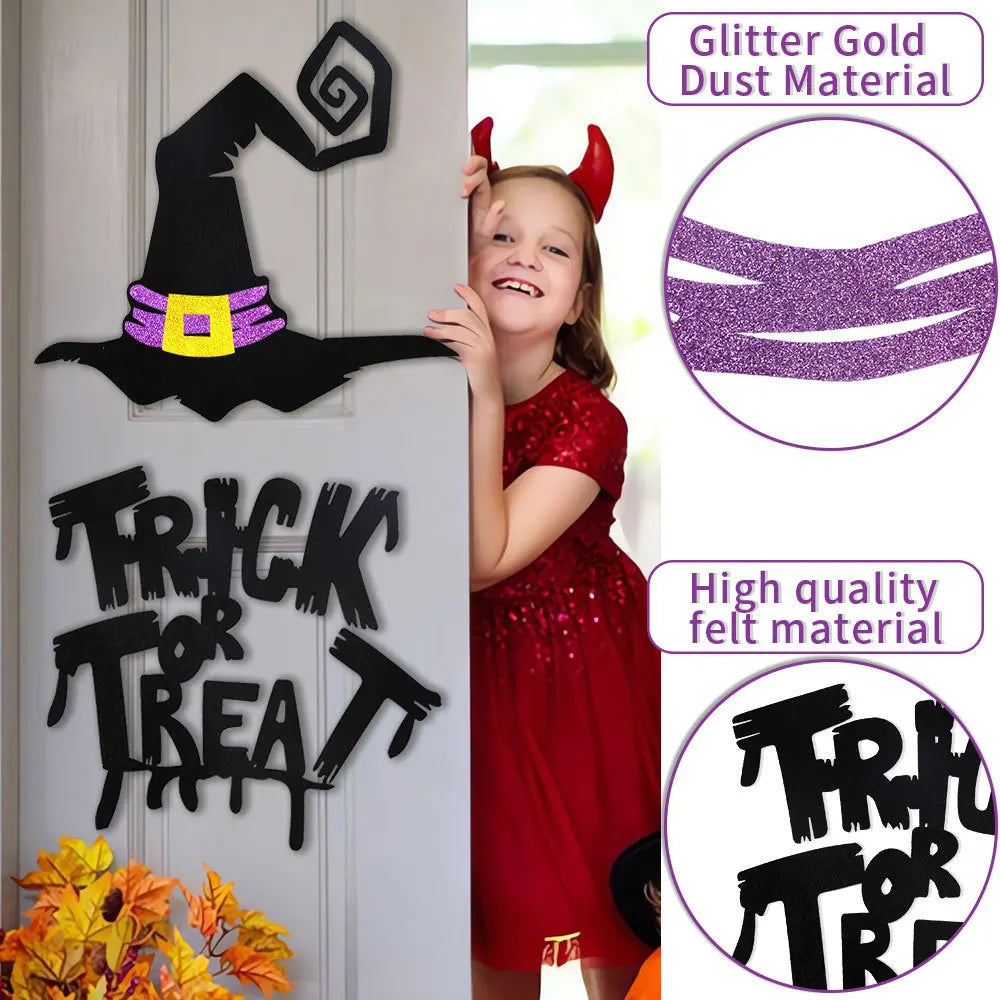 Halloween Felt Window Stickers – Spooky Devil, Witch & Ghost Glass Decals (7 Cute Styles)