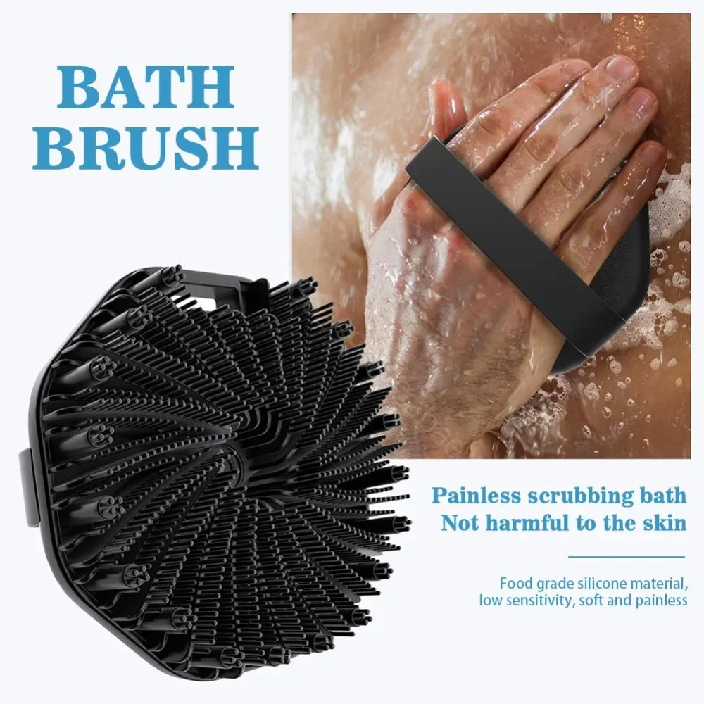 Soft Silicone Back Brush — Bath Shower Scrubber with Handle