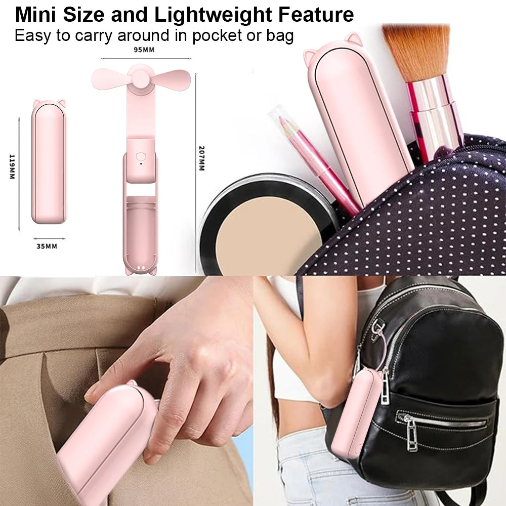 BreezeGo Portable Handheld Fan – 2000mAh Rechargeable 3-Speed