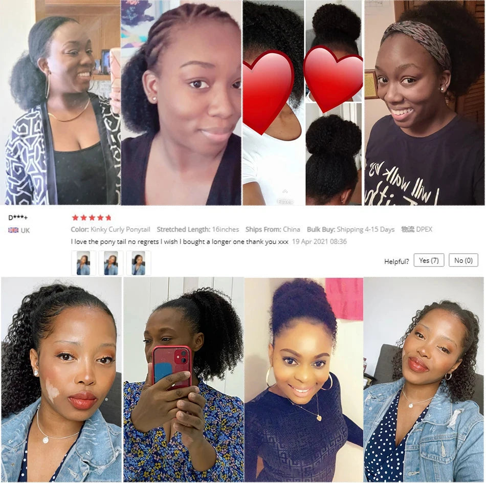 Deep Wave Drawstring Ponytail Extension – Curly Human Hair Blend