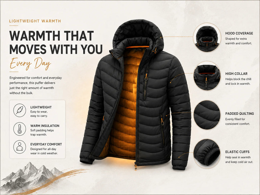 Men's Lightweight Hooded Puffer Jacket