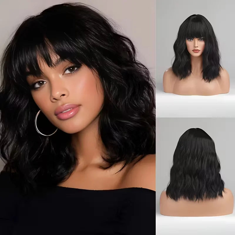 Curly Bob Wig with Bangs – 3x1 Lace Front, 200% Density