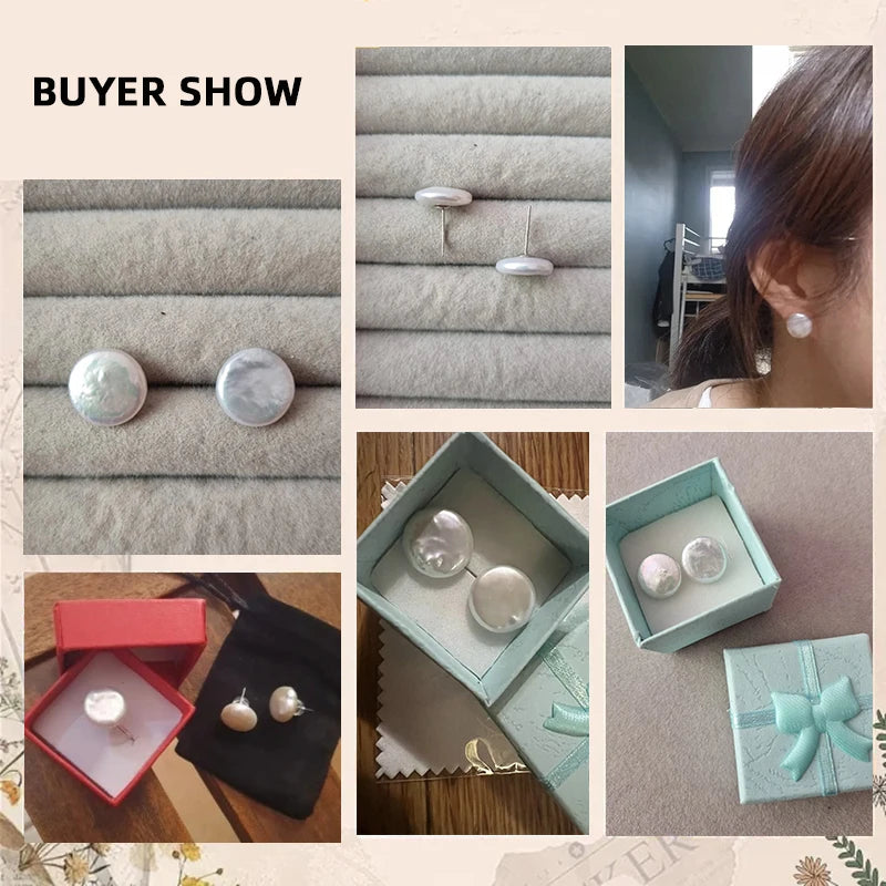 Baroque Button Pearl Stud Earrings