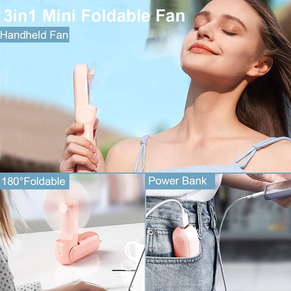BreezeGo Portable Handheld Fan – 2000mAh Rechargeable 3-Speed
