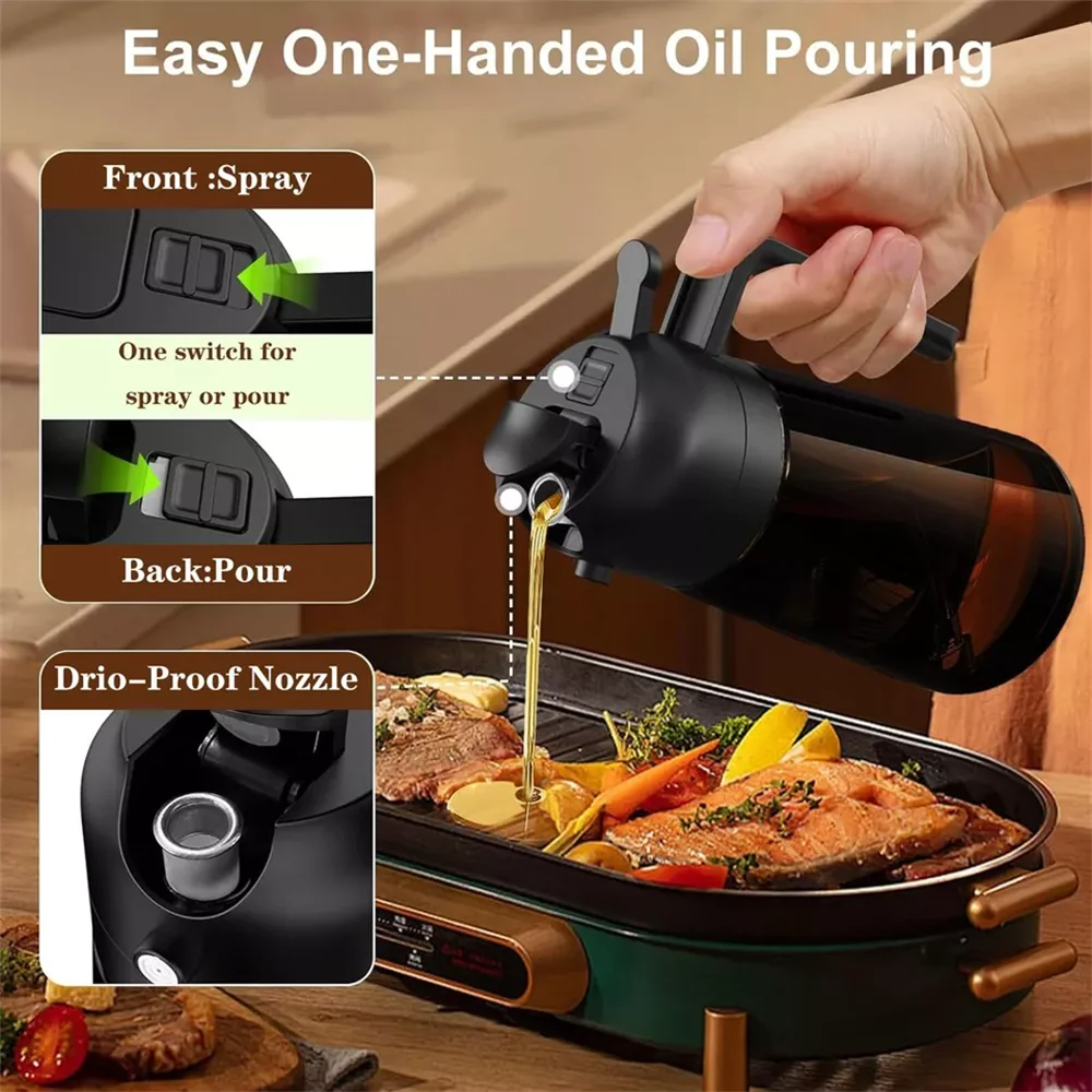 2-in-1 Glass Oil Dispenser & Sprayer – Olive Oil Mister Bottle