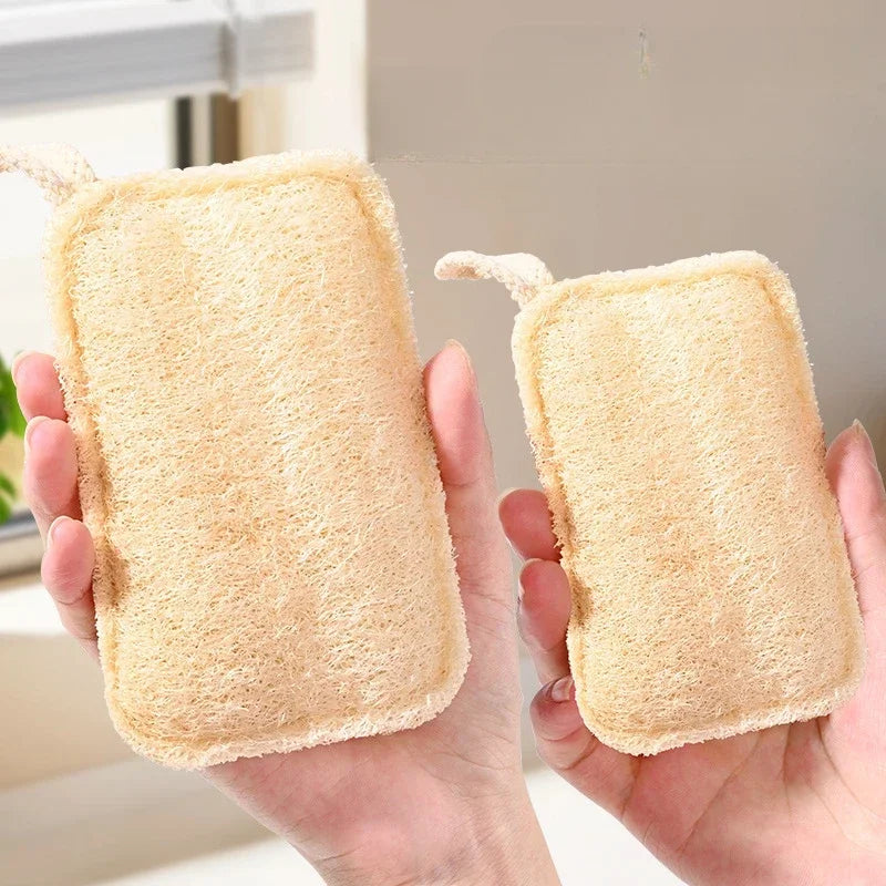 Natural Loofah Exfoliating Sponges, 6-Pack — Bamboo Fiber Body Scrubbers