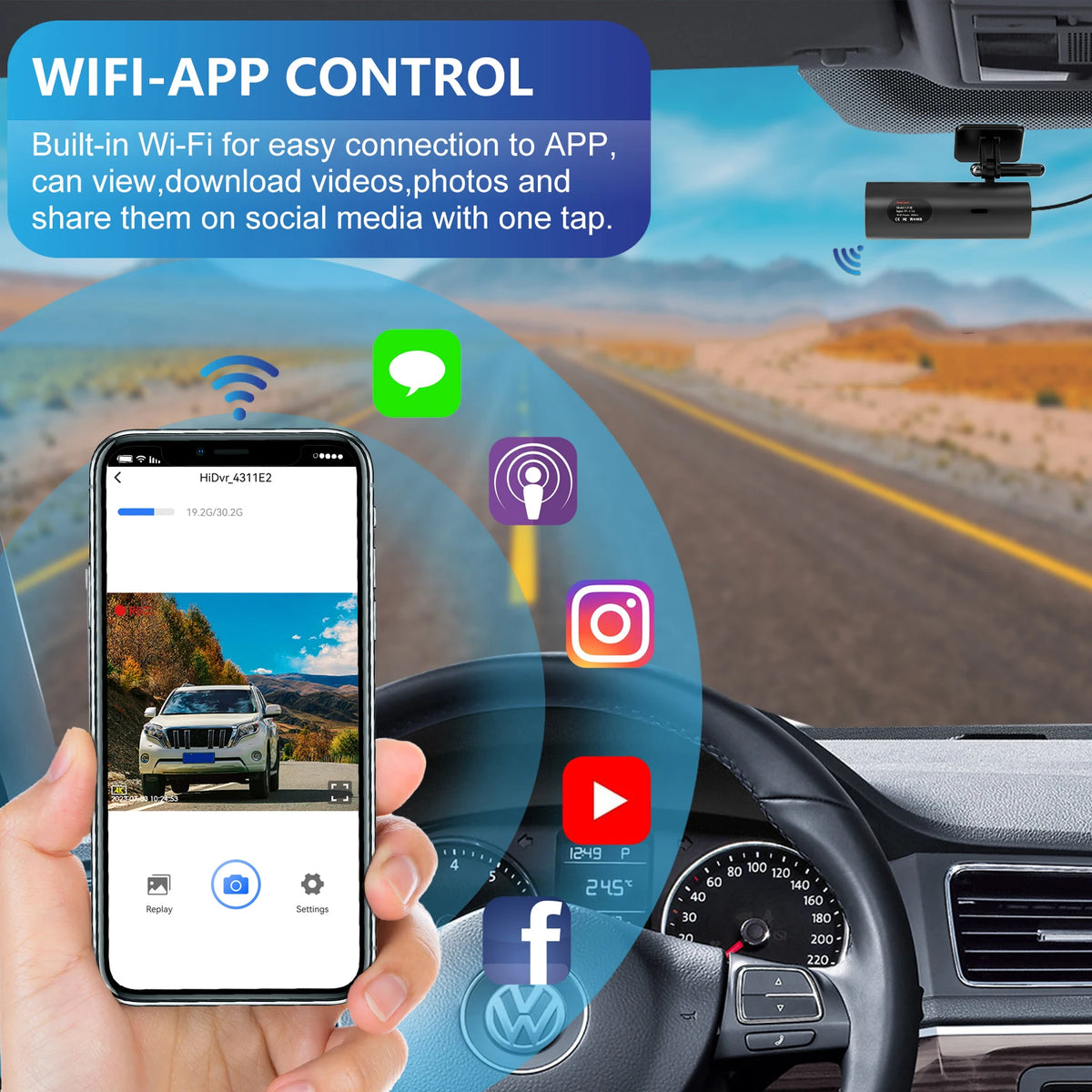 4K/2K WiFi Dash Cam with 24H Parking Monitor – Mini Front Car Camera, 170° Wide Angle