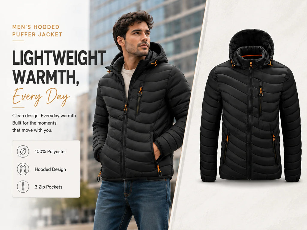 Men's Lightweight Hooded Puffer Jacket