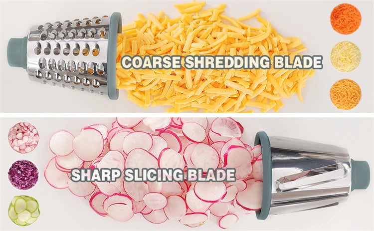 3-in-1 Rotary Cheese Grater – Manual Vegetable Slicer & Grinder Set