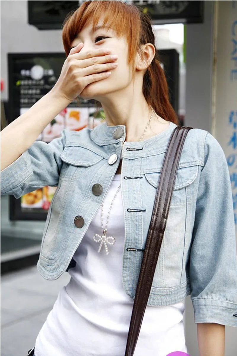 Women's Half Sleeve Denim Jacket