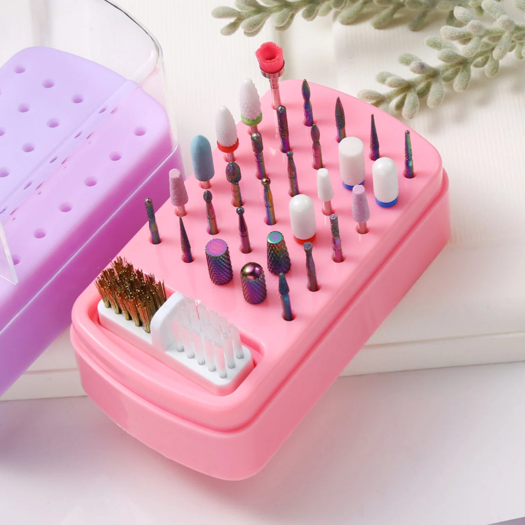Nail Drill Bits Organizer Box – 30-Slot Acrylic Display Stand