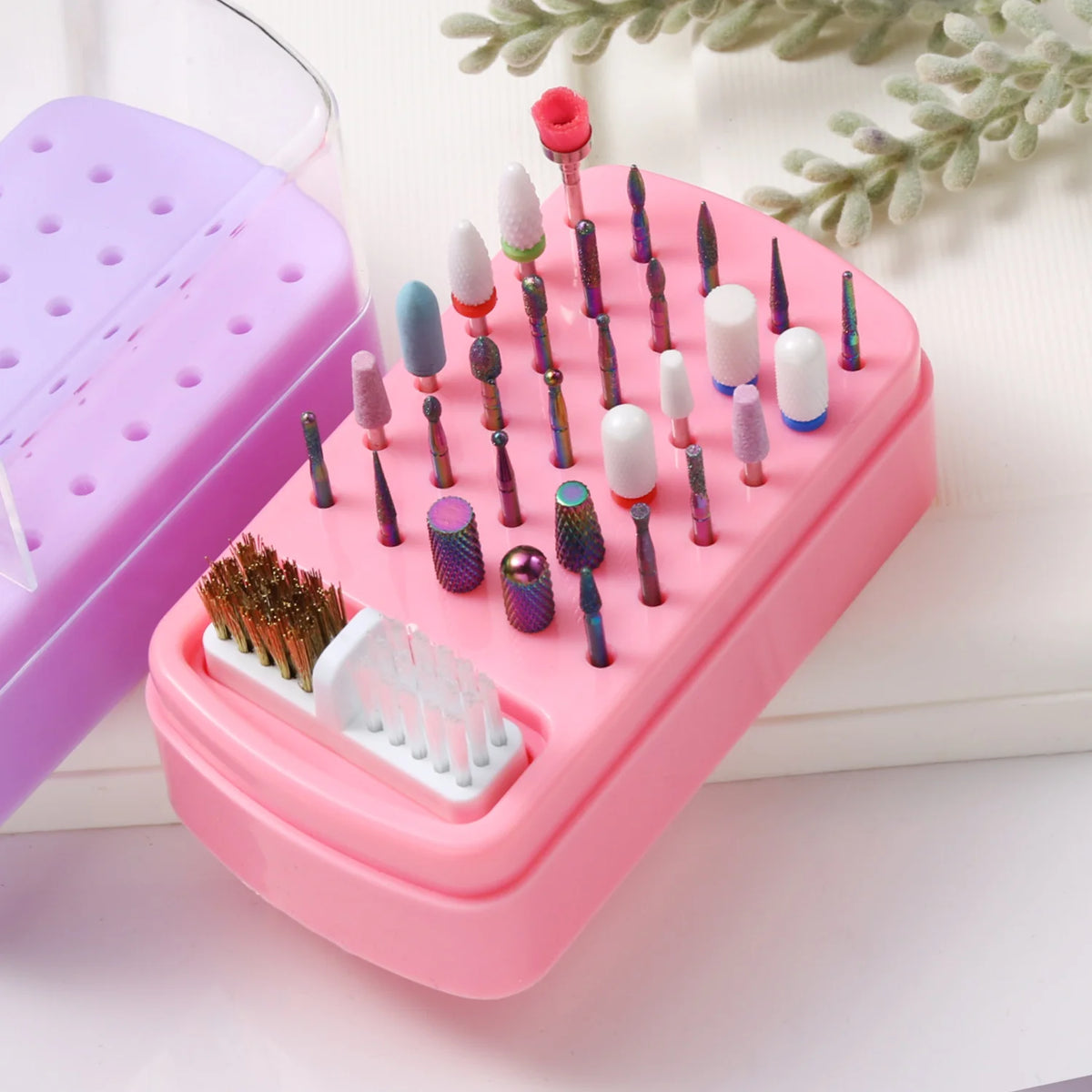 Nail Drill Bits Organizer Box – 30-Slot Acrylic Display Stand