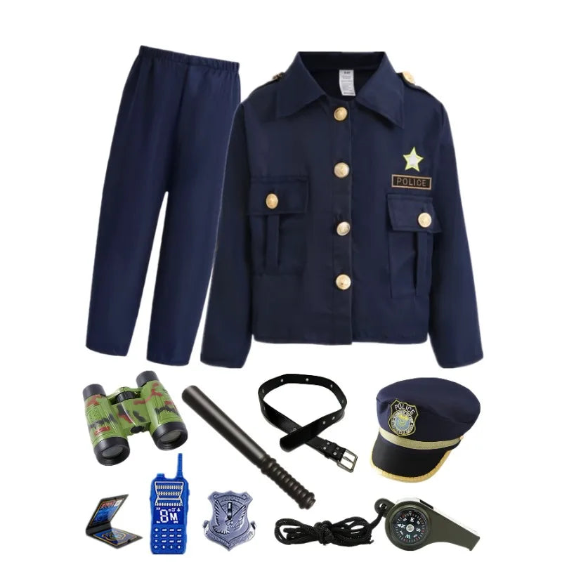 Halloween Kids Police Officer Costume Set – Toddler & Kids Cop Dress-Up Kit with Hat