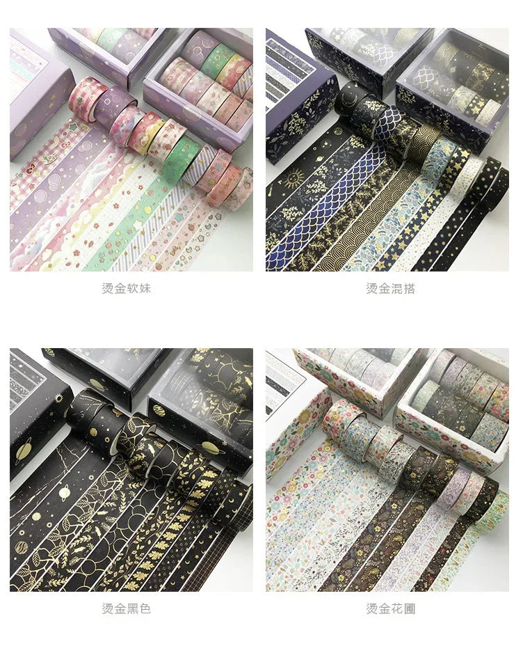 Pink Washi Tape Set with Gold Foil