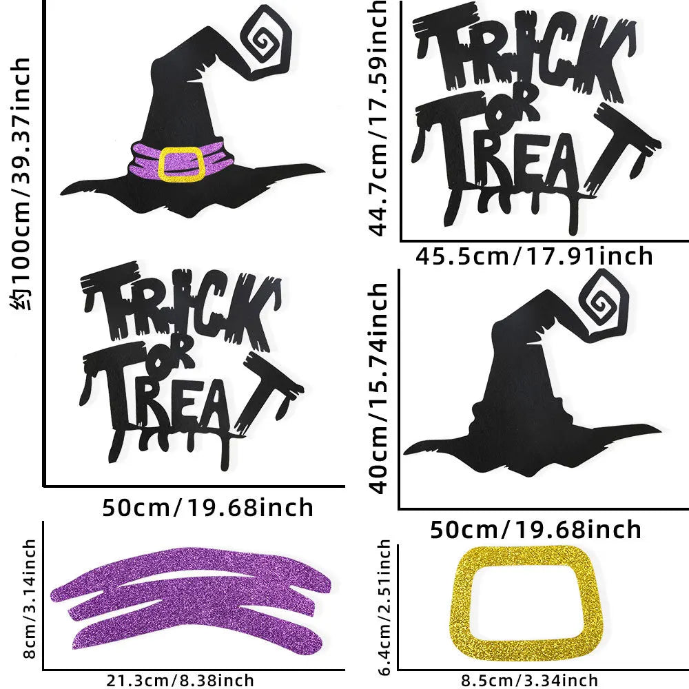 Halloween Felt Window Stickers – Spooky Devil, Witch & Ghost Glass Decals (7 Cute Styles)