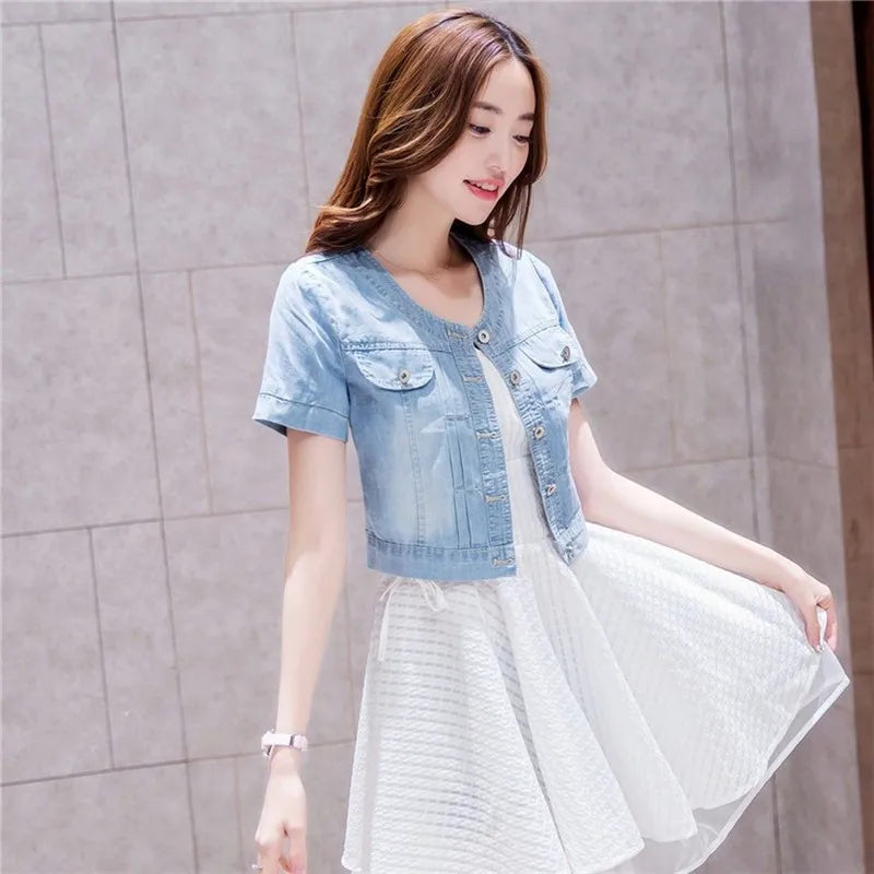 Women's Half Sleeve Denim Jacket