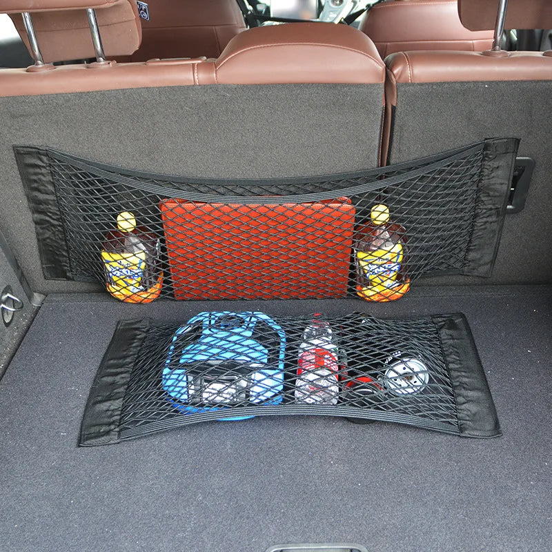 Universal Car Trunk & Seat Back Organizer – Elastic Mesh Net Storage Bag (5 Sizes)