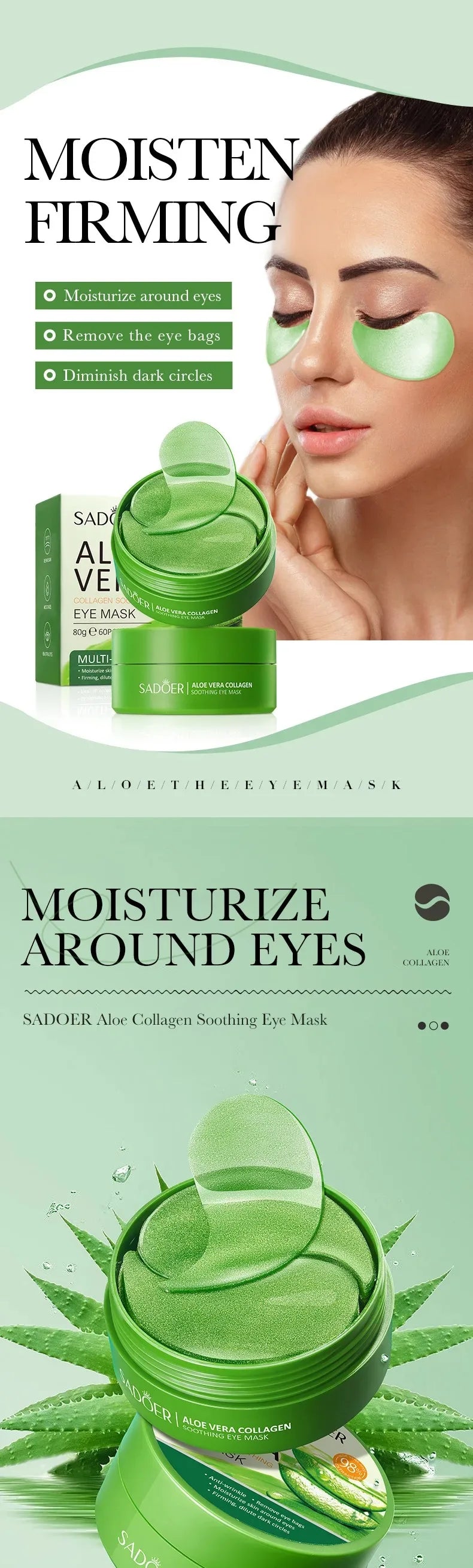 Aloe Vera Collagen Eye Mask - Anti Dark Circles (60pcs)