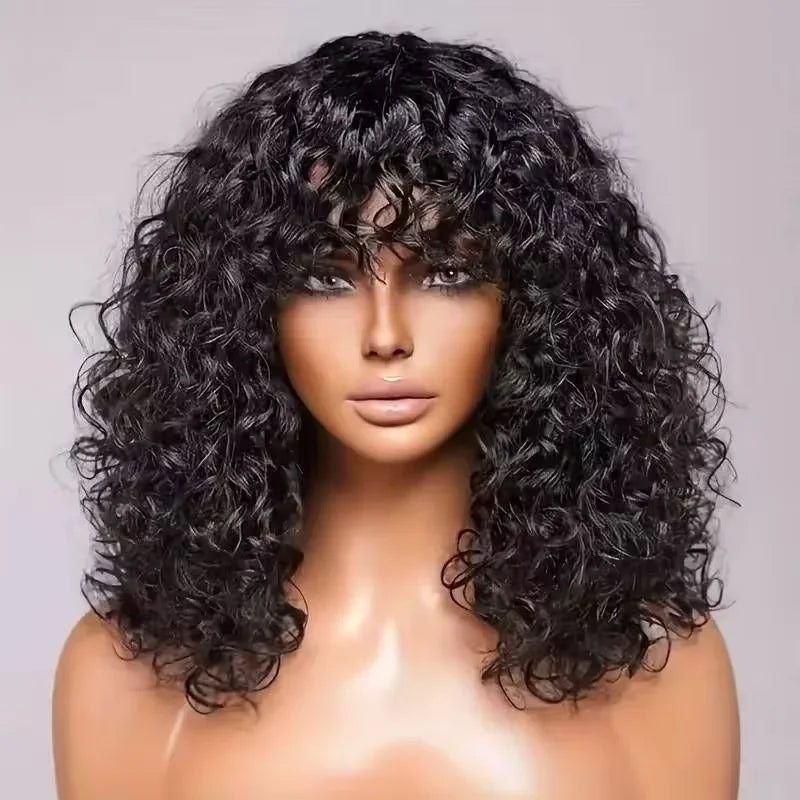 Curly Bob Wig with Bangs – 3x1 Lace Front, 200% Density