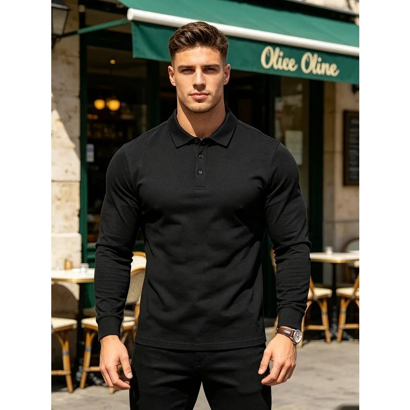 Men's Relaxed Fit Long-Sleeve Polo Shirt