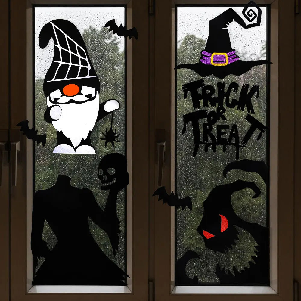 Halloween Felt Window Stickers – Spooky Devil, Witch & Ghost Glass Decals (7 Cute Styles)