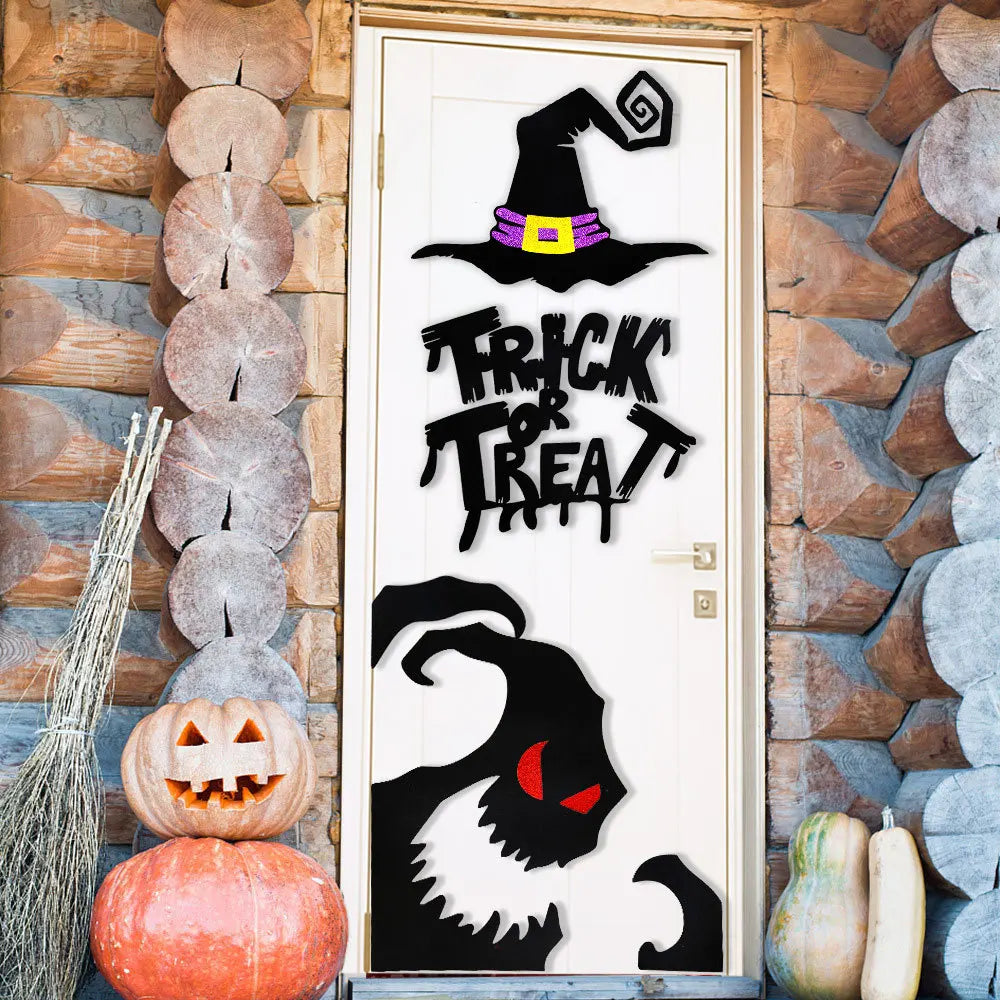 Halloween Felt Window Stickers – Spooky Devil, Witch & Ghost Glass Decals (7 Cute Styles)