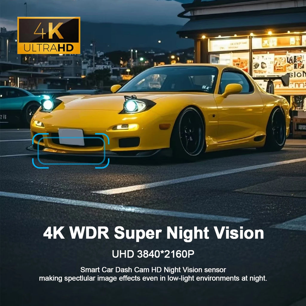 4K/2K WiFi Dash Cam with 24H Parking Monitor – Mini Front Car Camera, 170° Wide Angle