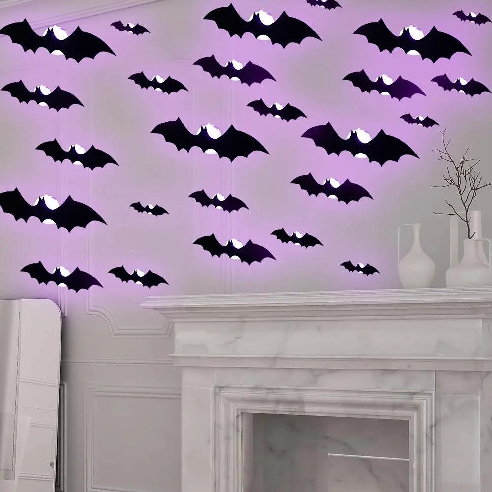 LED Halloween Bat Night Lights – 3D Window & Wall Decor (12/24 Pack)