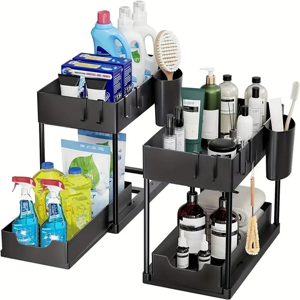 TidyBase 2-Tier Under Sink Organizer – Sliding Cabinet Storage Rack