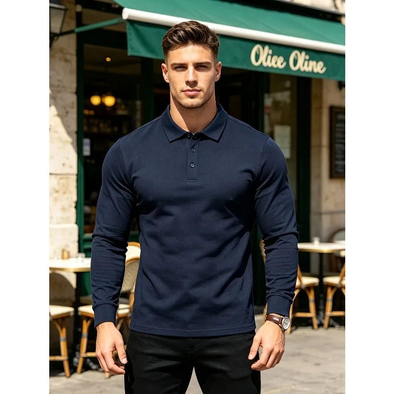 Men's Relaxed Fit Long-Sleeve Polo Shirt