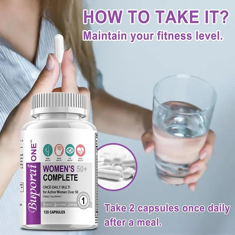 Women’s 50+ Complete Multivitamin - Supports Bone, Eye, Memory, Brain and Skin Health, Antioxidant, Promotes Metabolism
