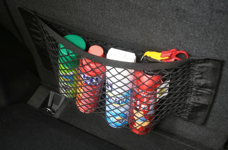 Universal Car Trunk & Seat Back Organizer – Elastic Mesh Net Storage Bag (5 Sizes)