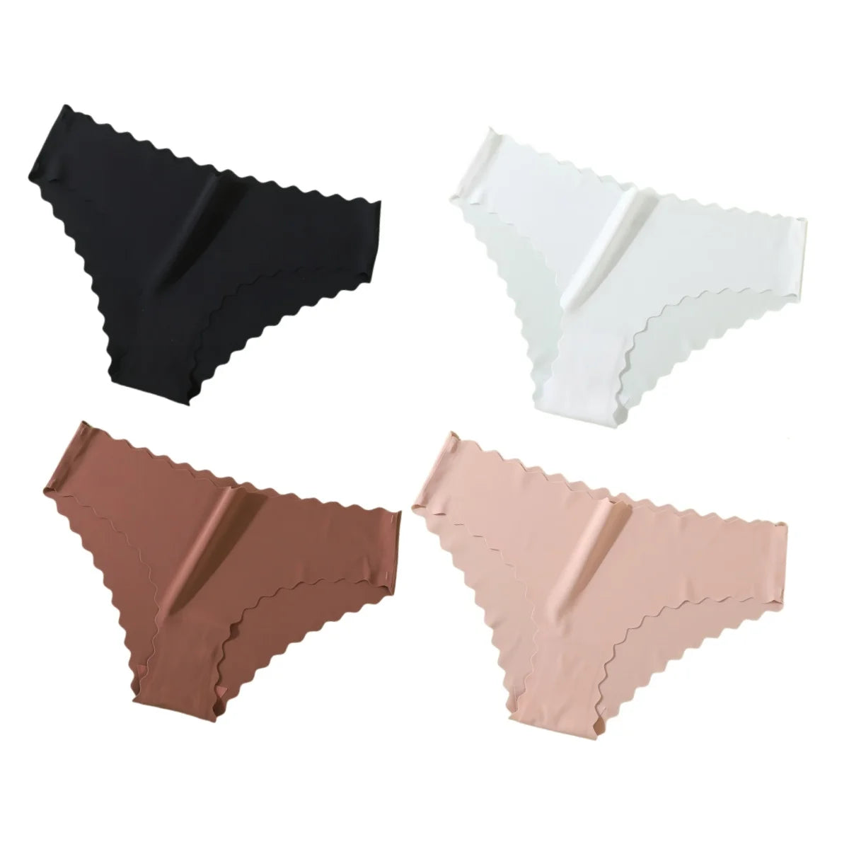 Women's Ice Silk Seamless Panties, 4-Pack — Mid-Rise No-Show Briefs
