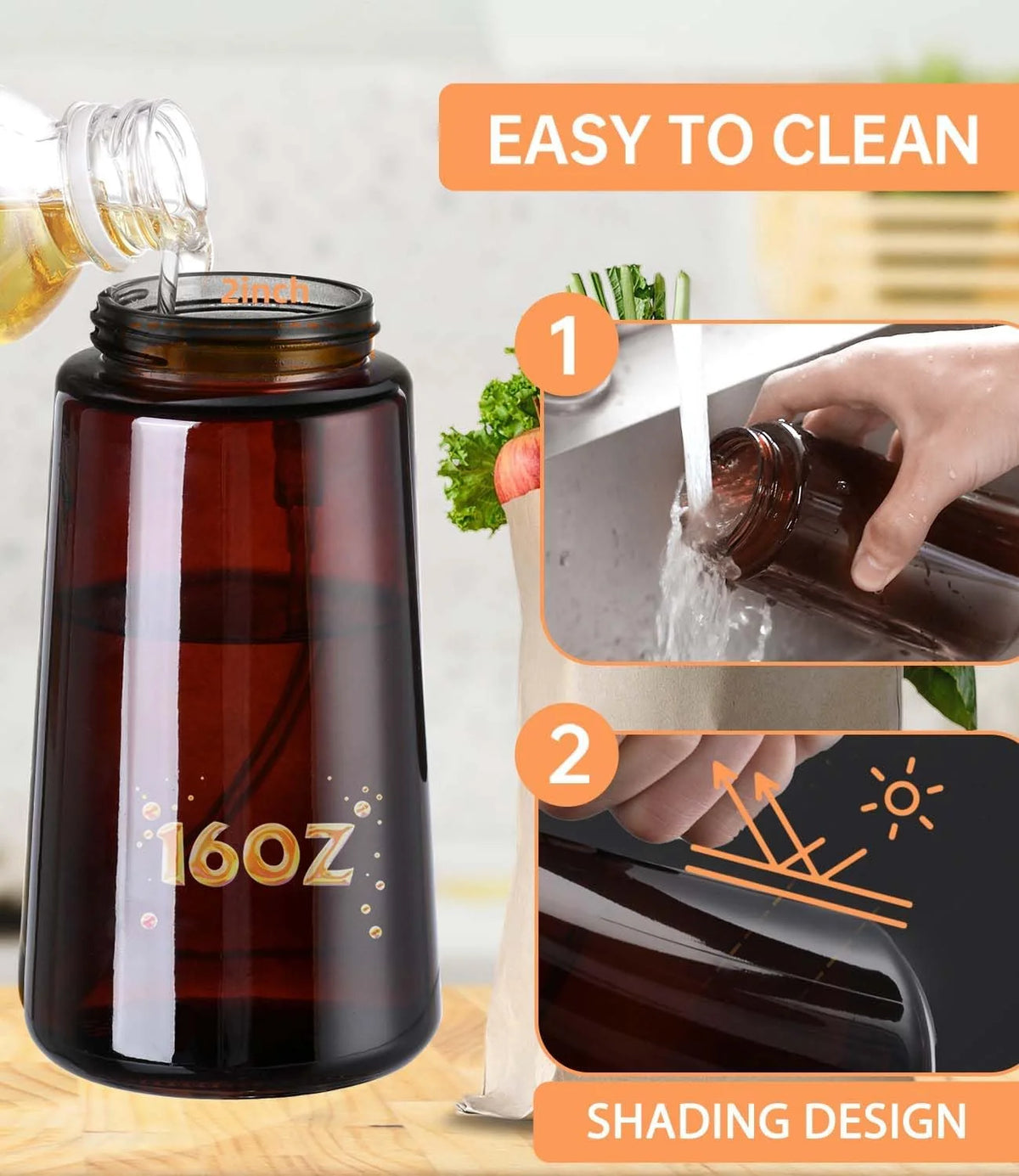2-in-1 Glass Oil Dispenser & Sprayer – Olive Oil Mister Bottle