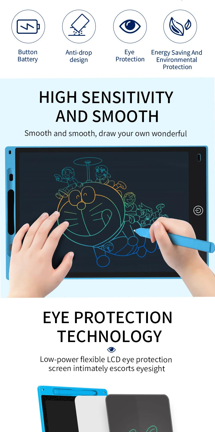 Kids LCD Drawing Tablet – Rechargeable Erasable Doodle Board