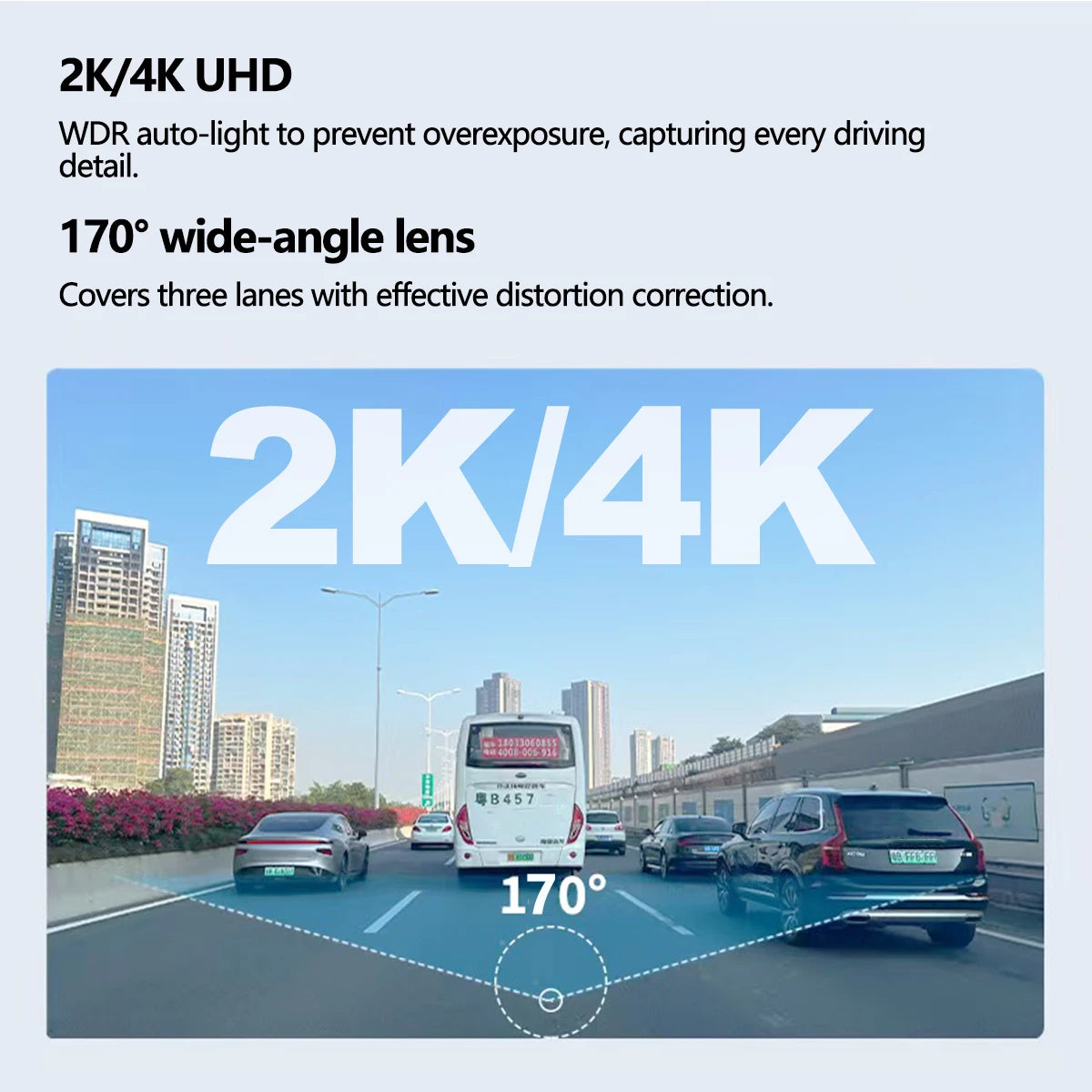 4K/2K WiFi Dash Cam with 24H Parking Monitor – Mini Front Car Camera, 170° Wide Angle