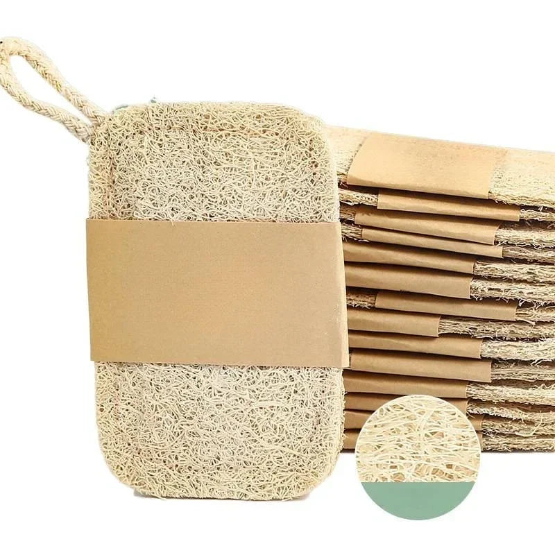 Natural Loofah Exfoliating Sponges, 6-Pack — Bamboo Fiber Body Scrubbers
