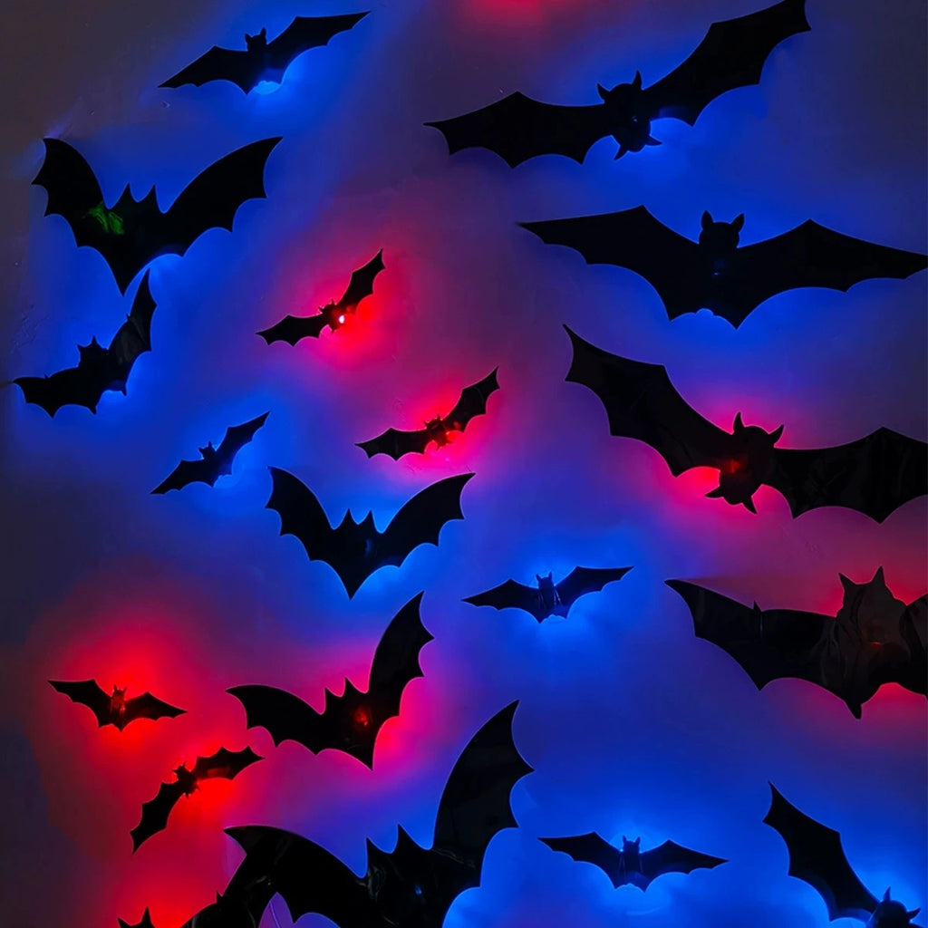 LED Halloween Bat Night Lights – 3D Window & Wall Decor (12/24 Pack)