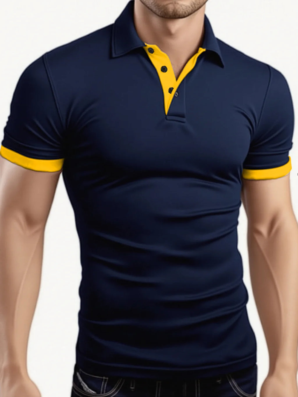 Men's Color Block Slim Fit Polo Shirt