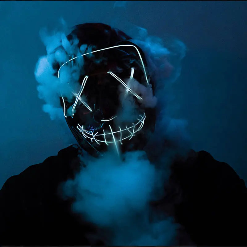 Neon LED Halloween Mask – Light-Up Horror Cosplay Party Mask