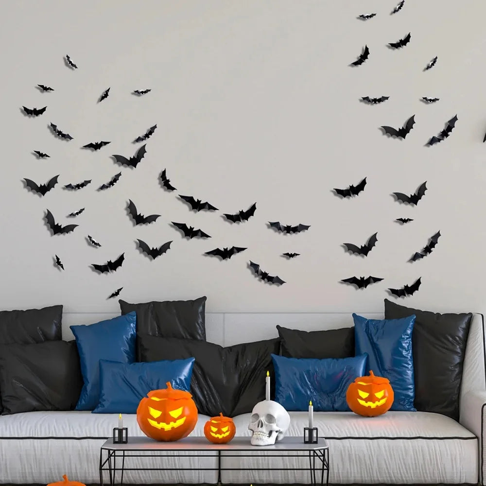 LED Halloween Bat Night Lights – 3D Window & Wall Decor (12/24 Pack)