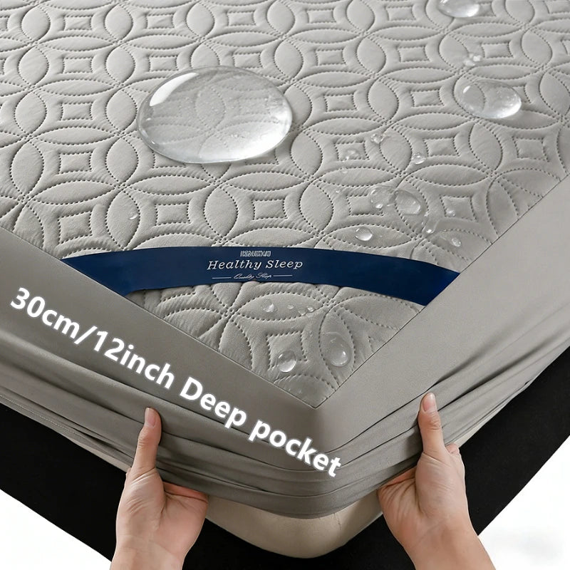 Waterproof Quilted Mattress Protector – Soft Breathable Deep-Pocket Fitted Style