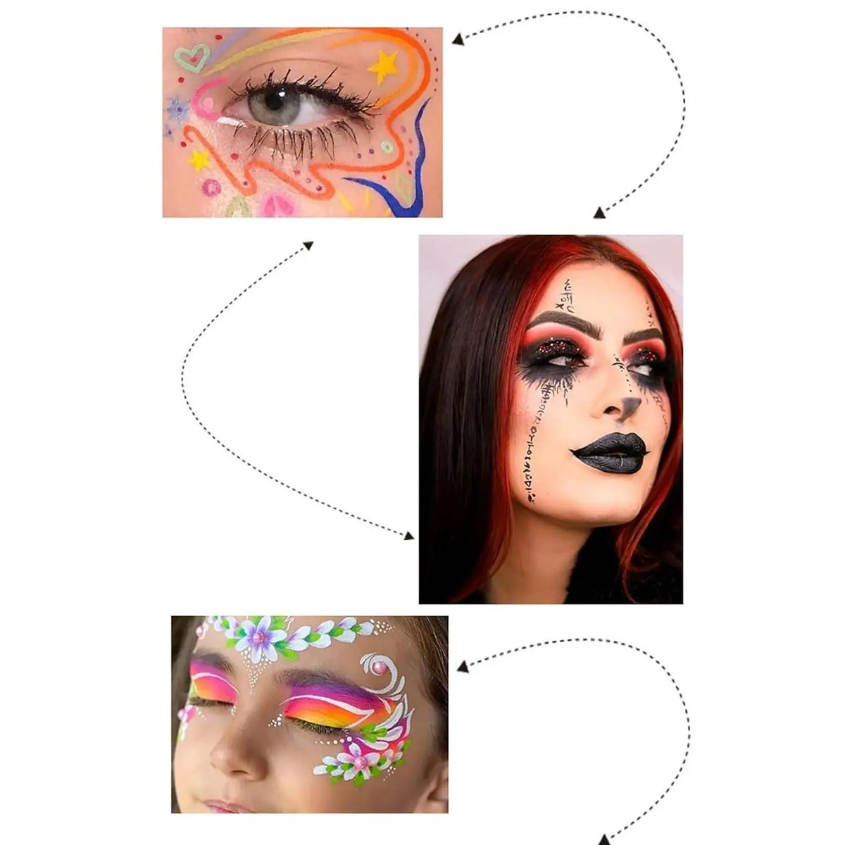 Halloween Face & Body Paint Set – 42 Colors UV Neon Glitter