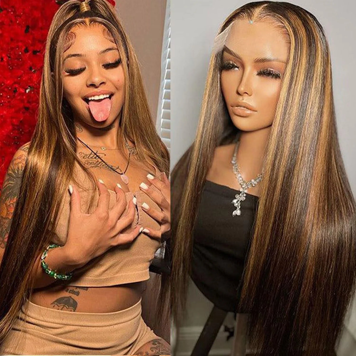 Piano Highlight 13x6 Lace Front Wig – Bone Straight, 200% Density